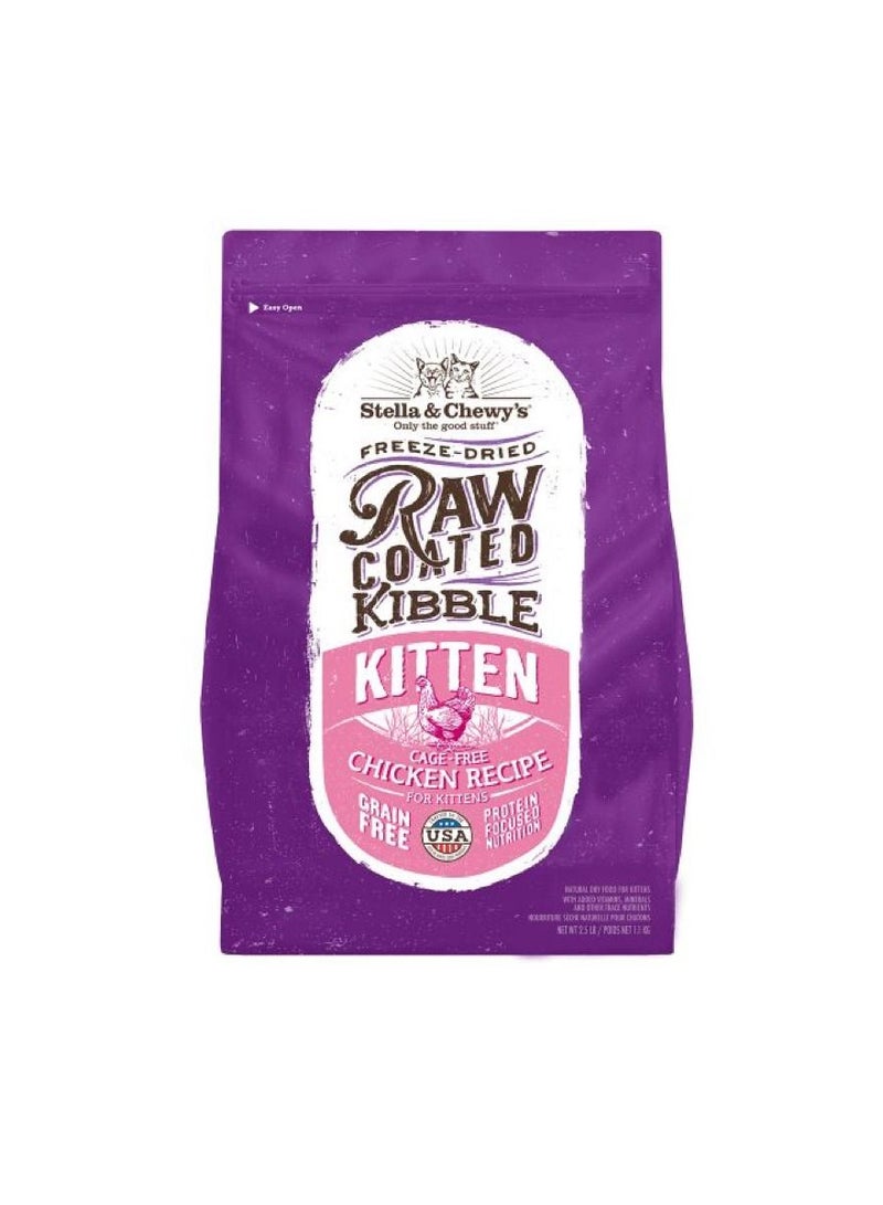 Baked Kibble Raw Coated Cat Dry Food Kitten Cage Free Chicken Recipe – 2.5lb