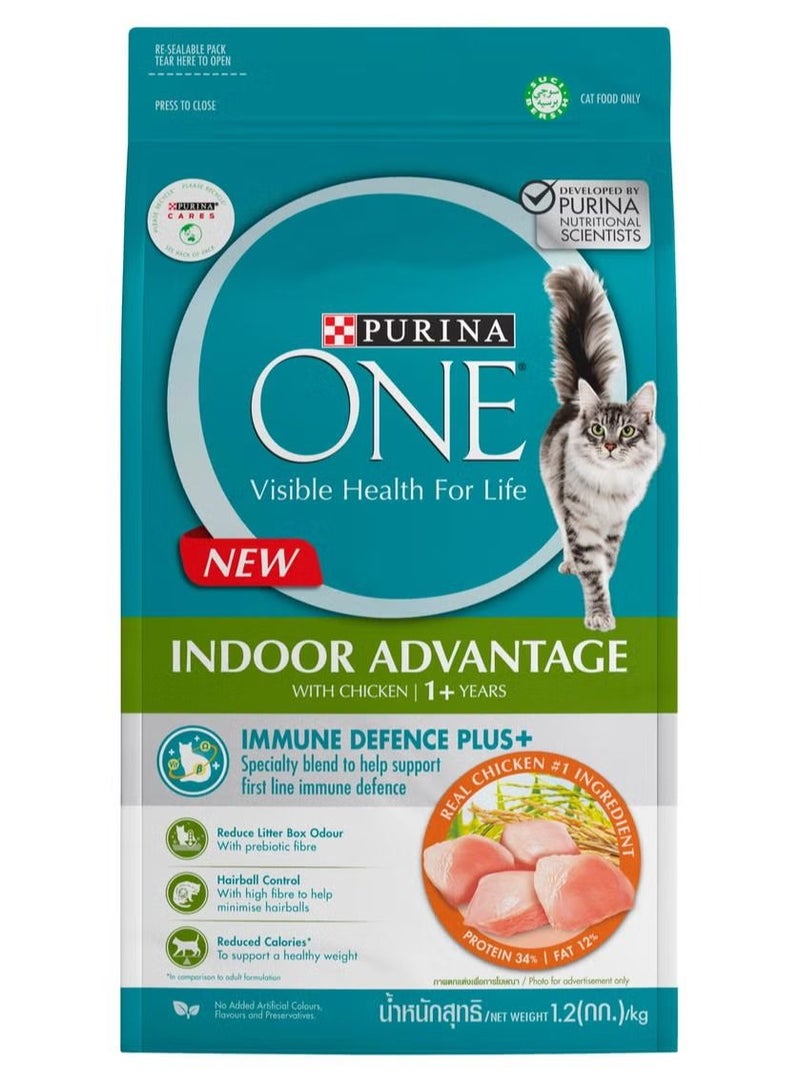 One Indoor Advantage Cat Food with Chicken Flavor For 1+ Years 1.2 Kg