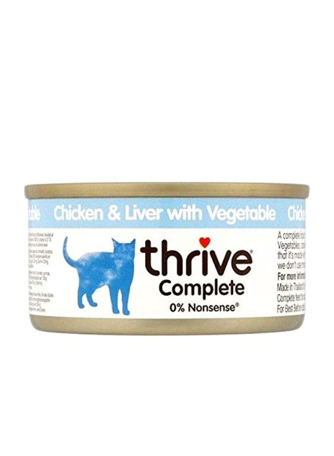 12-Piece Complete Chicken And Liver Wet Food Multicolour 900grams