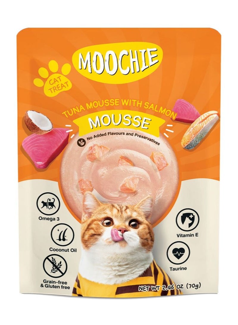 Moochie Cat Food  Tuna Mousse with Salmon Pouch 12 x 70g