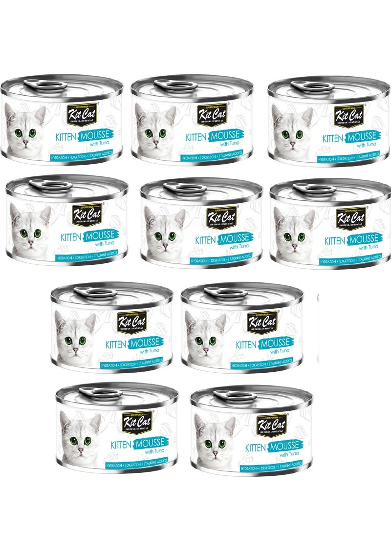 10Pc Kitten Mousse with Tuna Kittens Wet Food 80g