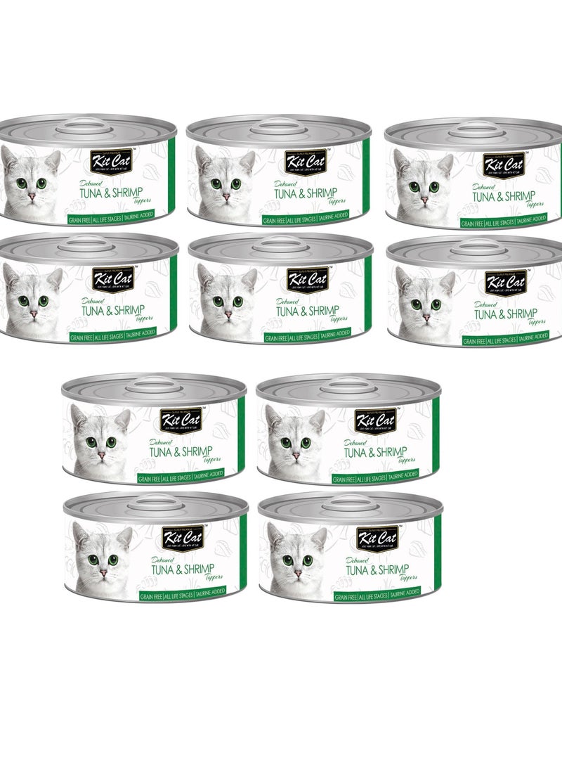 10Pc Deboned Tuna And Shrimp Toppers Cat Wet Food 80g