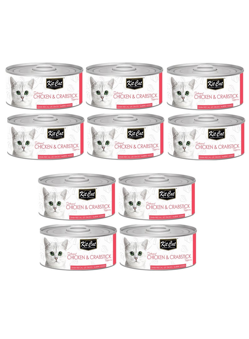 10Pc Chicken And Crabstick Topper Cat Wet Food 80g
