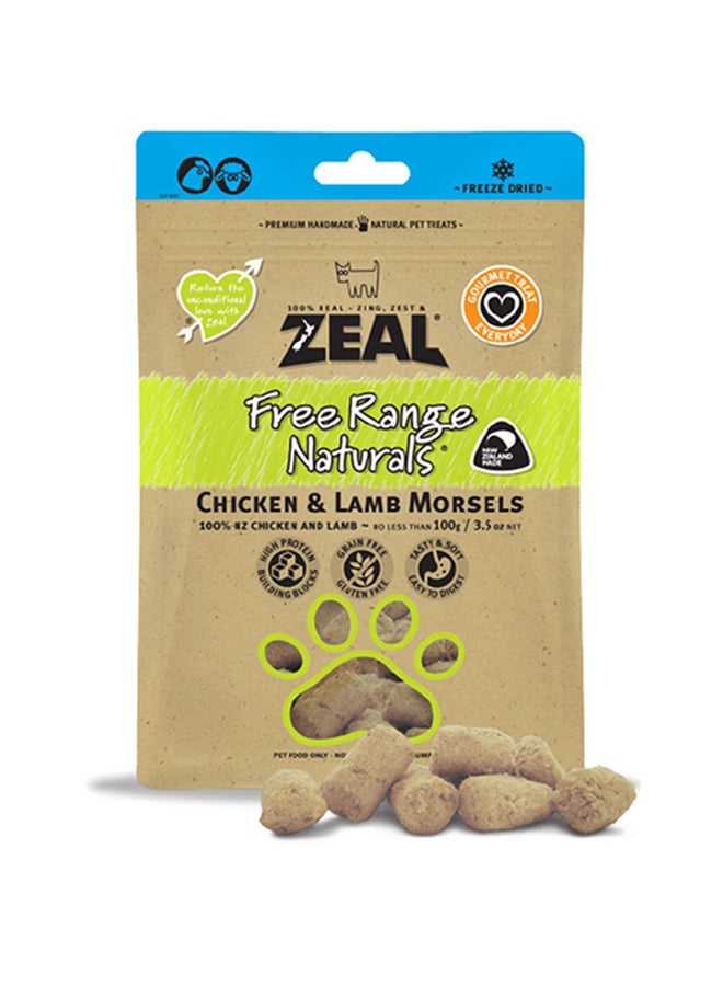 Free Range Naturals Chicken And Lamb Morsels Multicolour 100grams