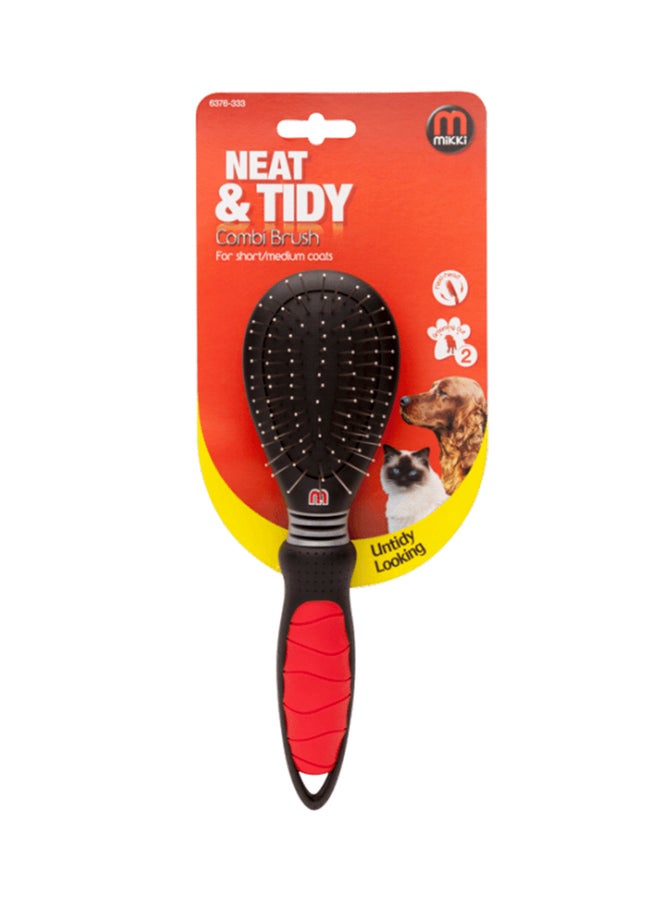 Combi Brush For Grooming Hair Coat Pets And Cat Red/Black