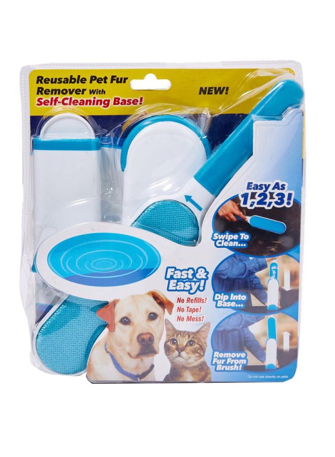 Double Sided Fur Remover With Self-Cleaning Base White/Blue 28cm