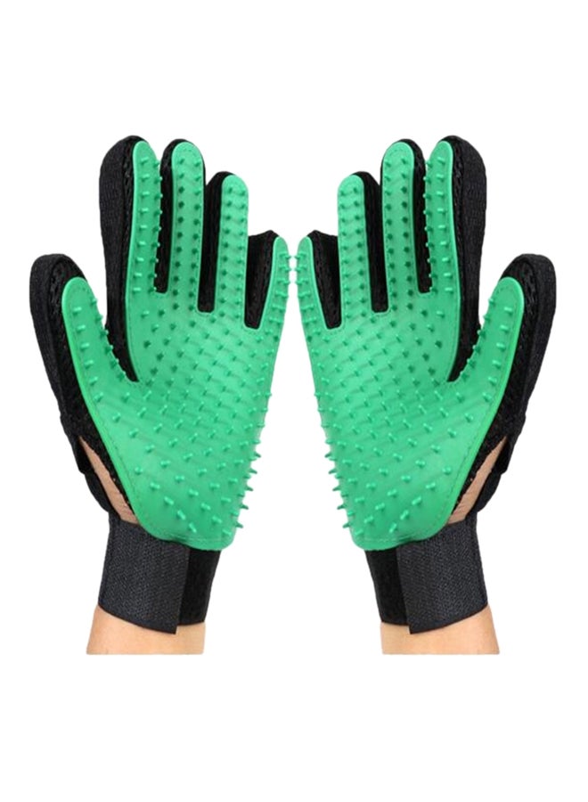 2 Pair Of Grooming Glove For Pets Green 23x17cm