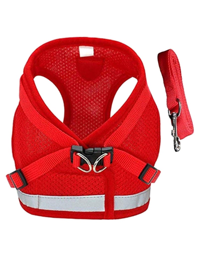 Breathable Soft Harness With Strap Red/White XL