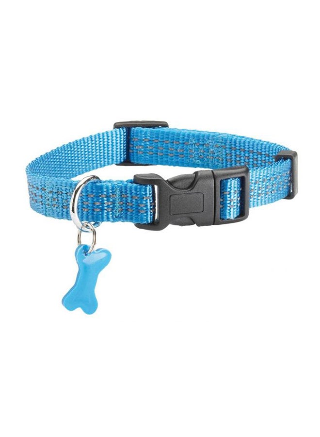 Safe Dog Collar With Bone Pendant Blue L