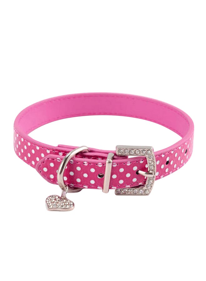 Cute Adjustable Faux Leather Dog Shiny Rhinestone Heart Pendant Collar Necklace Black/Pink/White