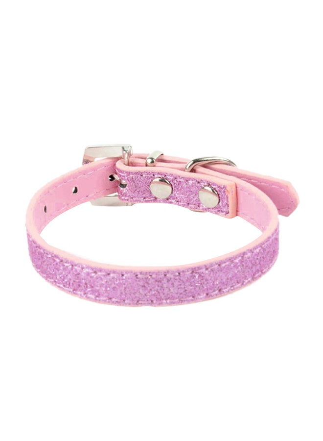 Shining Pet Dog Collar with Rhinestone Heart Pendant Puppy Choker Necklace Pink