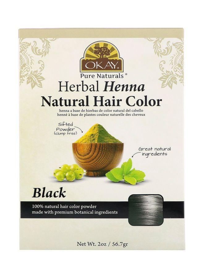 Okay Pure Naturals Herbal Henna Natural Hair Color Black 2 oz (56.7 g) 56grams