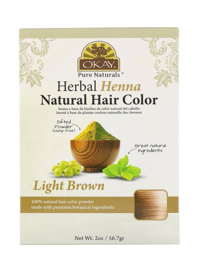 Okay Pure Naturals Herbal Henna Natural Hair Color Light Brown  2 oz (56.7 g) 56grams