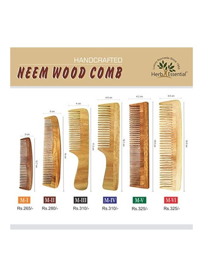 Neem Wood Comb For Men And Women Brown 19.1 x 4.5cm