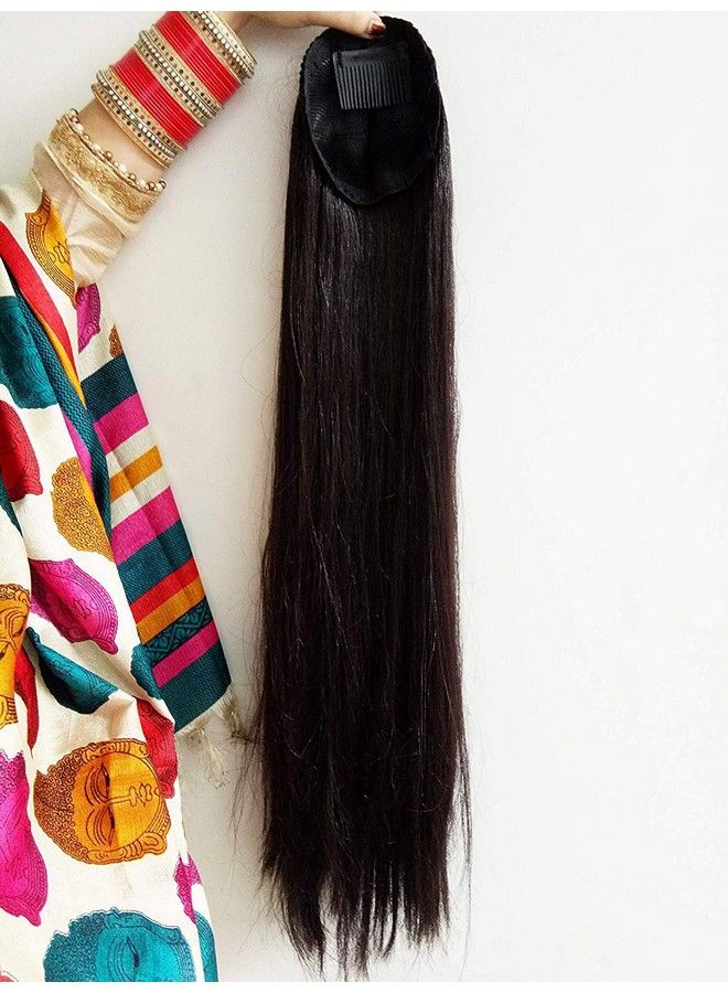 Long Bun Ponytail Hair Extension For Women And Girls (Brown 30 Inch)