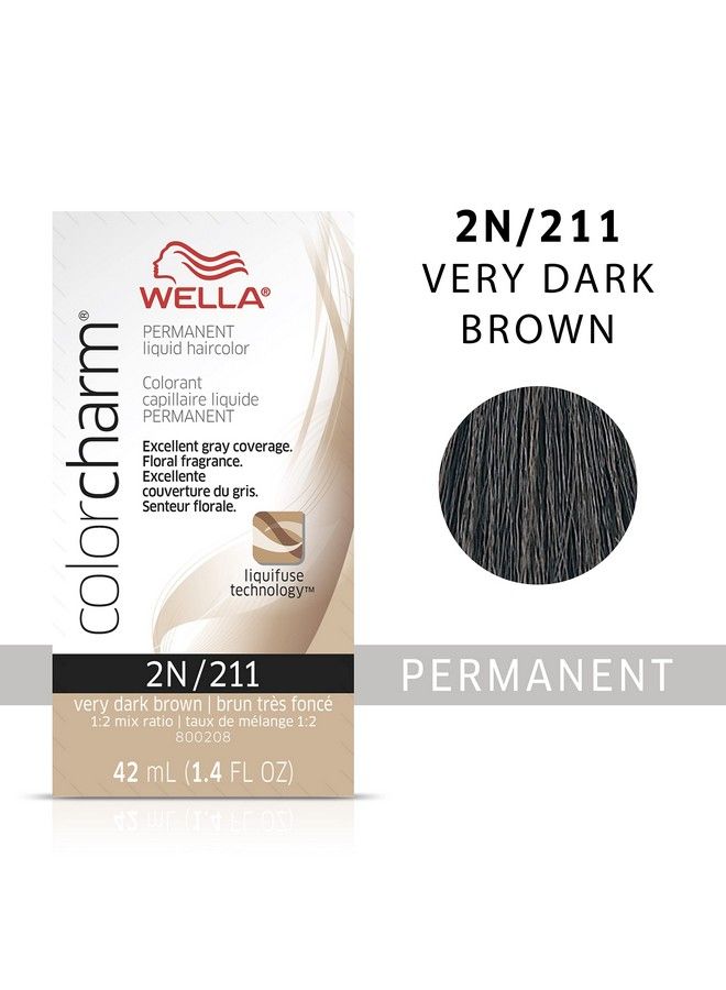 Wella Colorcharm Permanent Liquid Hair Color For Gray Coverage 2N Very Dark Brown 1.42 Fl Oz