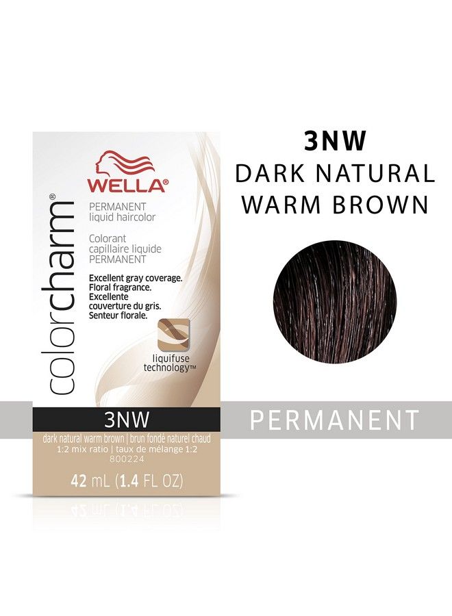 Wella Colorcharm Permanent Liquid Hair Color For Gray Coverage 3Nw Dark Natural Warm Brown