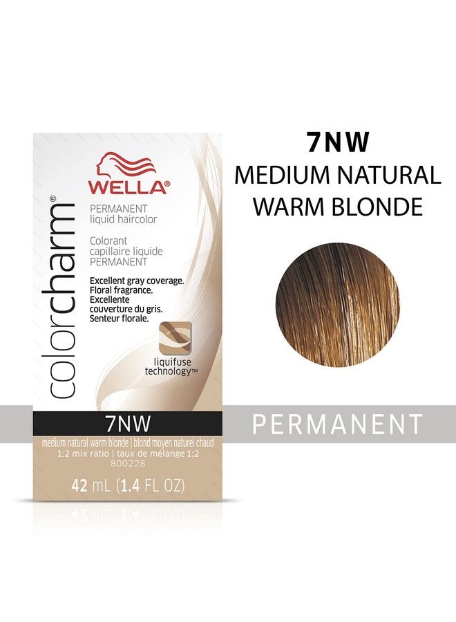 Wella Colorcharm Permanent Liquid Hair Color For Gray Coverage 7Nw Med Natural Warm Blonde