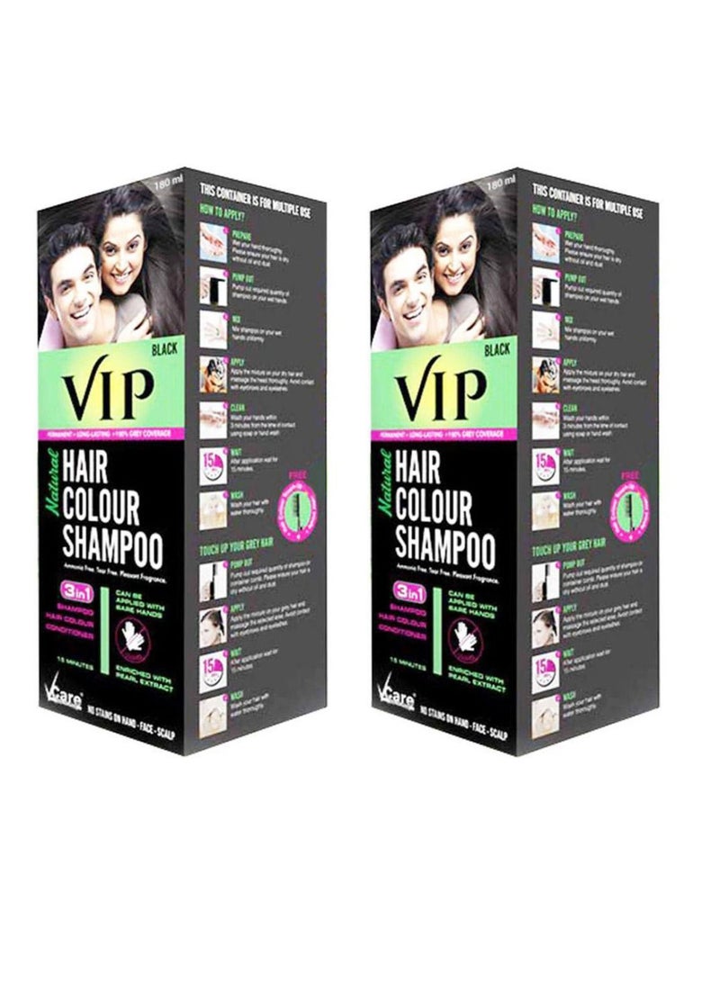 Natural Hair Colour Shampoo Black 180ml (Pack of 2)