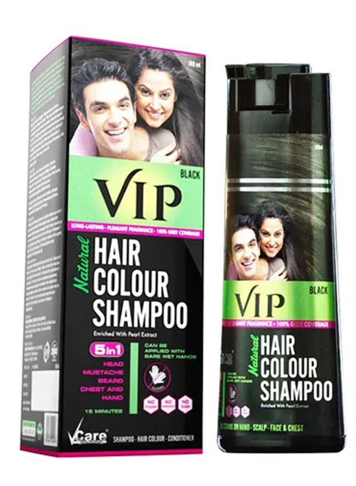 Natural Hair Colour Shampoo Black 180ml (Pack of 2)