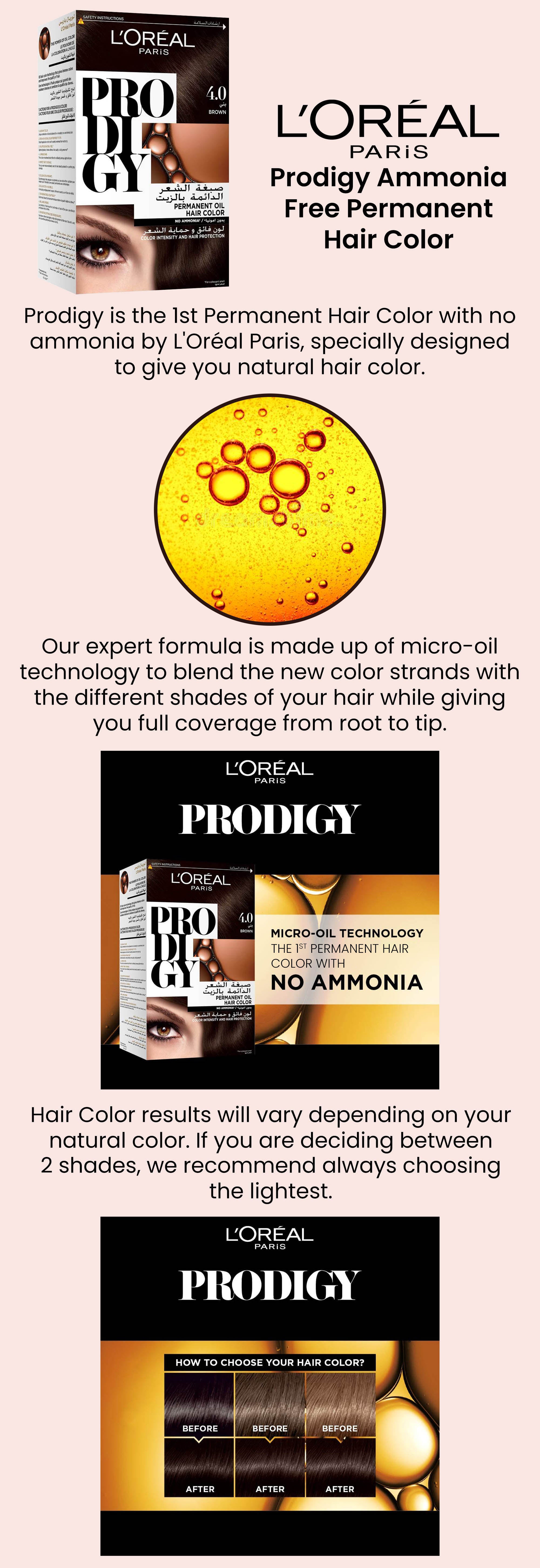 Prodigy Ammonia Free Hair Color 60g+62ml+60ml 4.0 Brown