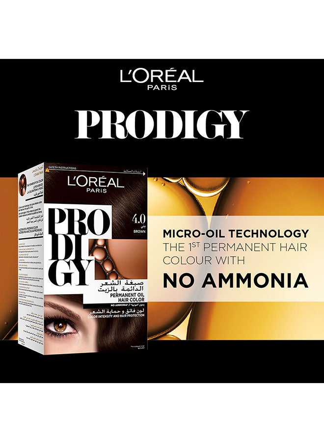 Prodigy Ammonia Free Hair Color 60g+62ml+60ml 4.0 Brown