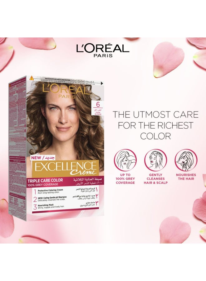 Excellence Creme Triple Care Hair Color Hair Dye/ Hair Care Dark Blonde 06 6.0 Dark Blonde 192ml