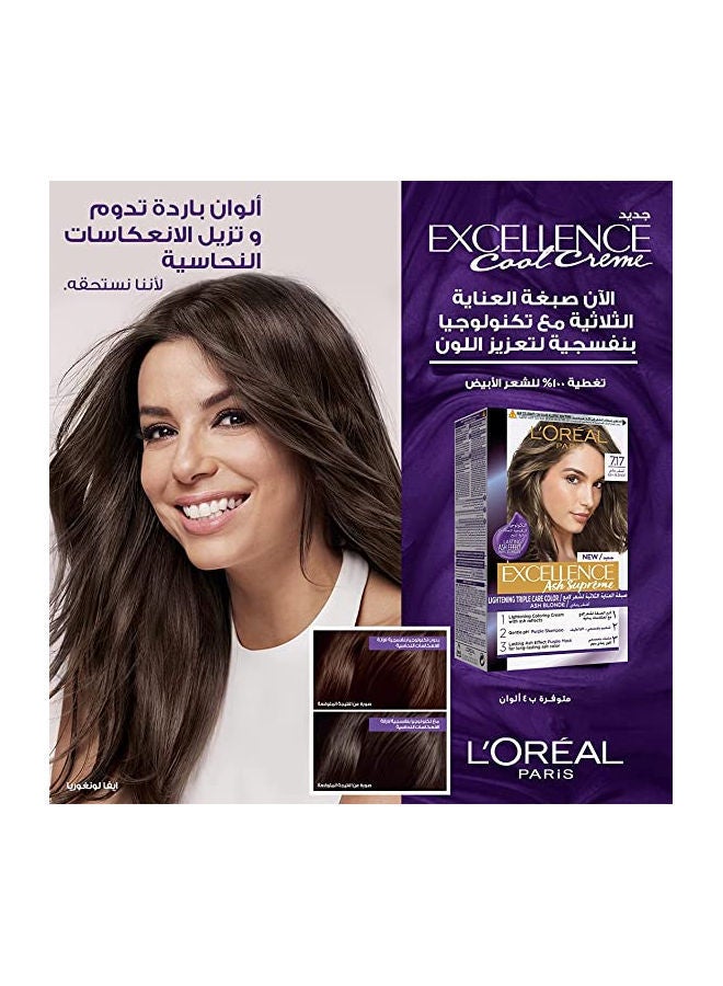 Excellence Ash Supreme Permanent Hair Color, 7.17 Ash Blonde