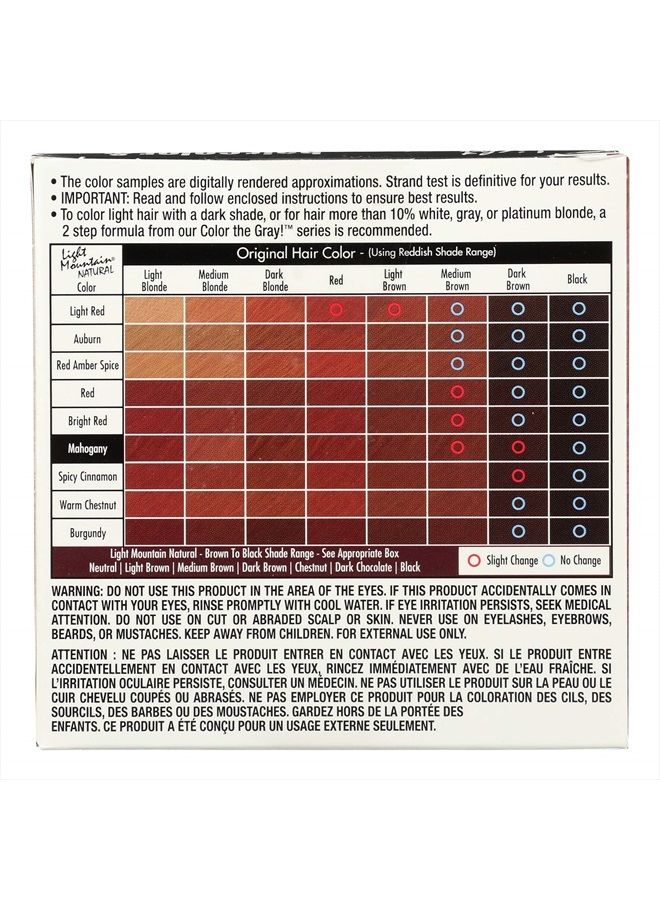 Light Mountain Henna Hair Color & Conditioner, Mahogany - Organic Henna Leaf Powder, Pure Botanical Semi-Permanent Hair Color with Conditioning Benefits, 4 Oz