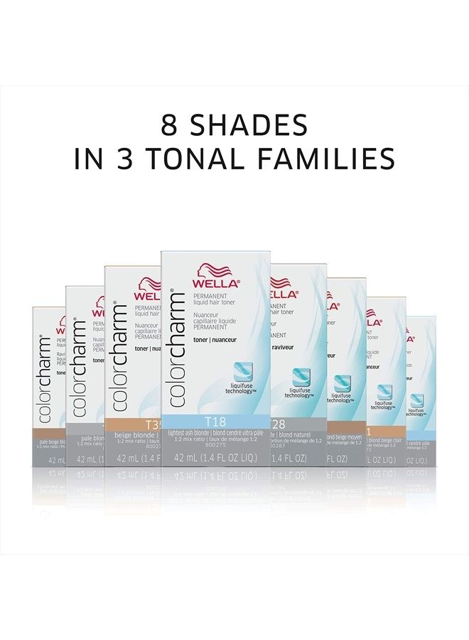 WELLA colorcharm Hair Toner, Neutralize Brass With Liquifuse Technology, T27 Medium Beige Blonde, 1.4 oz