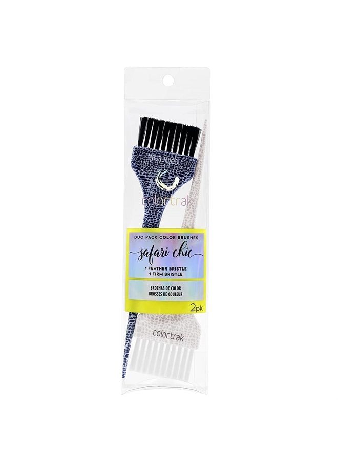 Safari Chic Color Brushes, Prints, Perfect for Multiple Colors, Highlights, or Lowlights, 1 Firm Bristle and 1 Ultra Soft Feather Brush, Reusable and Easily Washable, 2 Brushes