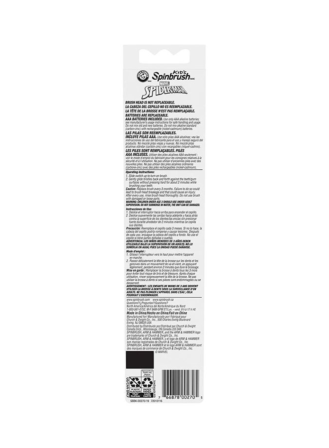 Spinbrush Spiderman Powered Toothbrush Red/White