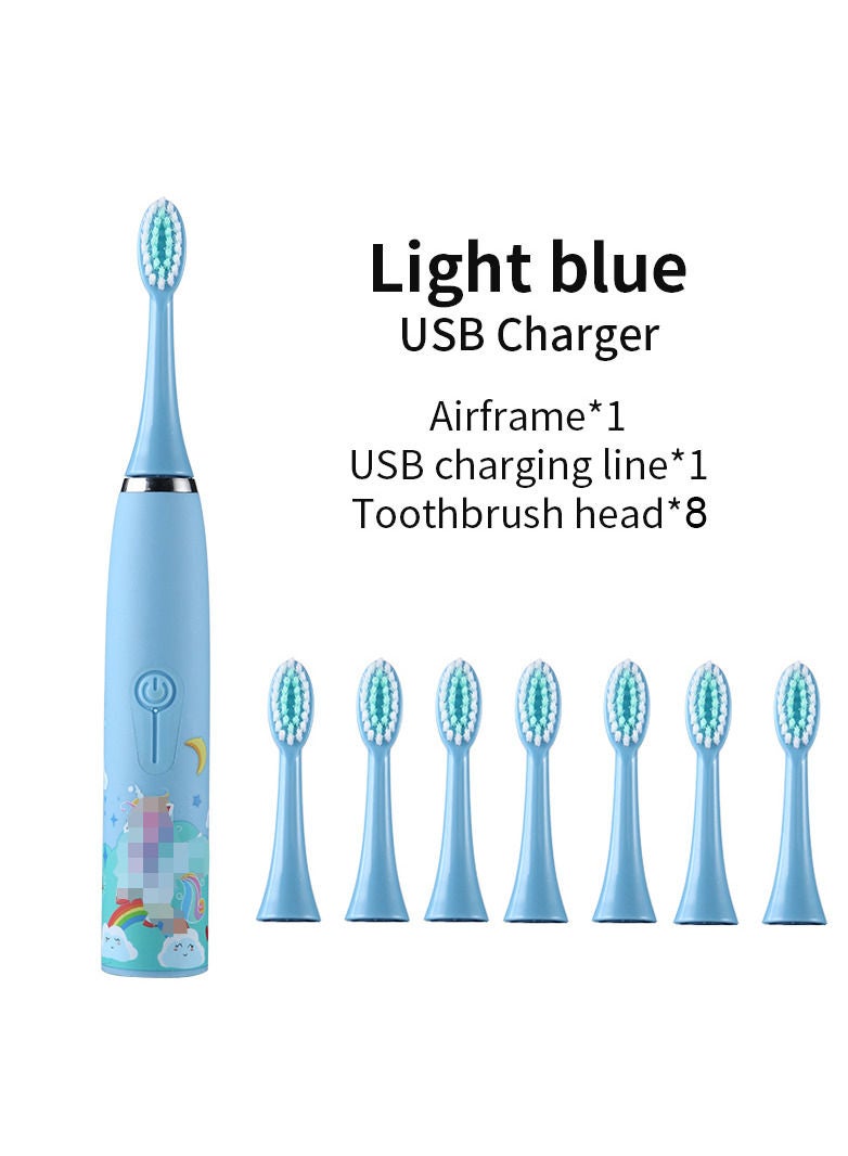 Children's Electric Toothbrush Cartoon Pattern for Kids with Replace The Tooth Brush Head Ultrasonic Electric Toothbrush