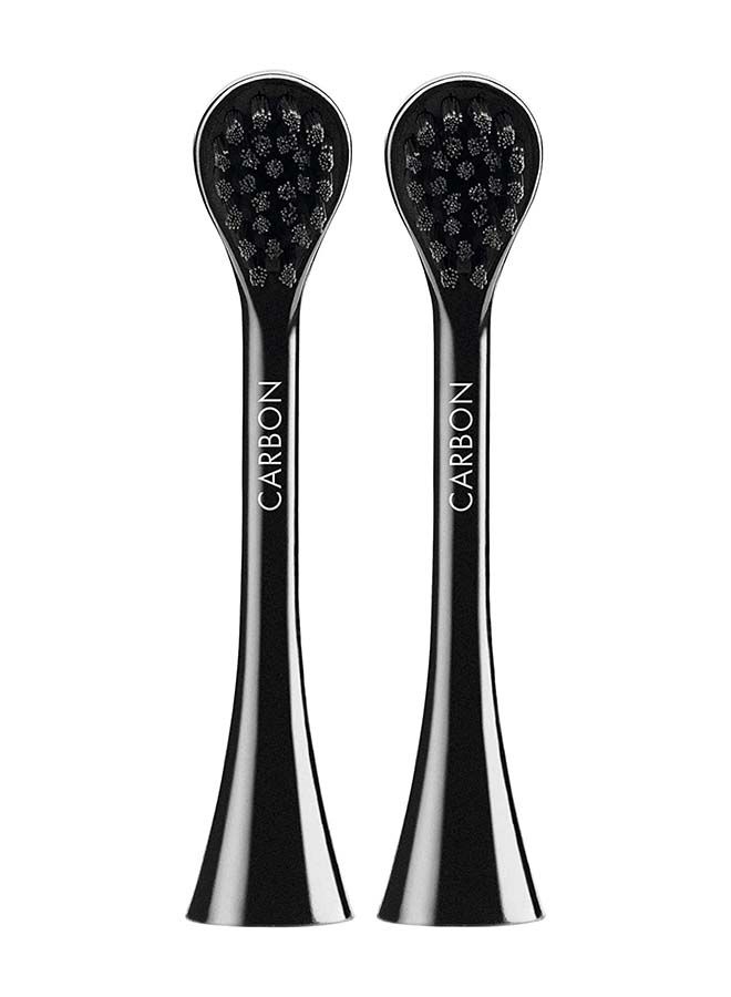 Curaprox Hydrosonic Black Is White Carbon Whitening Brush Heads, 2 Pieces - Curaprox Activated Charcoal Electric Replacement Toothbrush Heads.