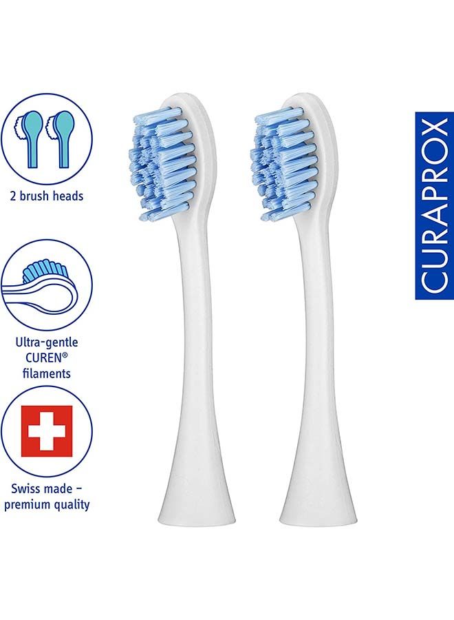 Curaprox Hydrosonic CHS 200 Sensitive Duo Replacement Brush Heads, 2 Pieces - Curaprox Electric Toothbrush Heads / Replacement Toothbrush Heads - 2 Pack