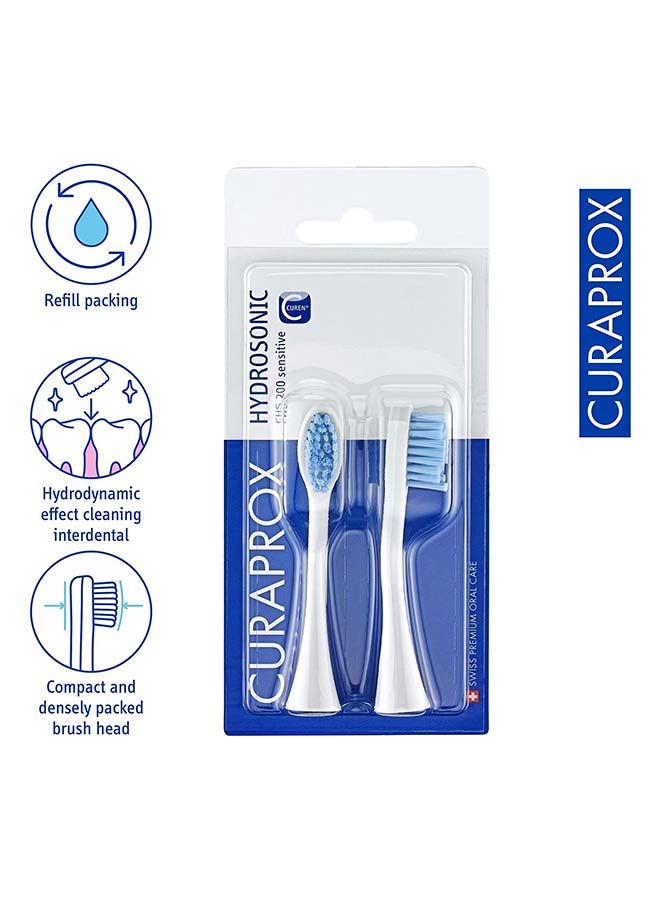 Curaprox Hydrosonic CHS 200 Sensitive Duo Replacement Brush Heads, 2 Pieces - Curaprox Electric Toothbrush Heads / Replacement Toothbrush Heads - 2 Pack