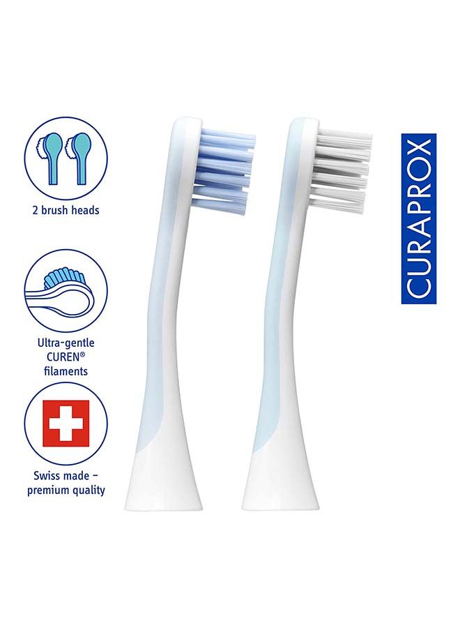 Curaprox Hydrosonic Pro Brush Head ‘Sensitive’, 2 Pieces - Curaprox Electric Toothbrush Heads / Replacement Toothbrush Heads - 2 Pack