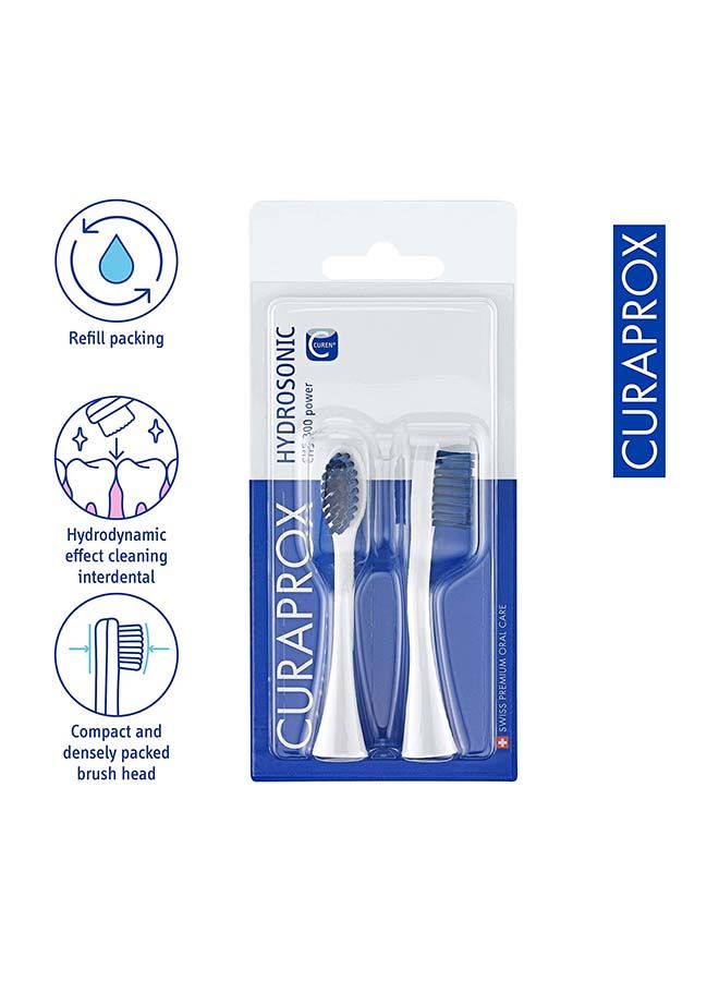 Curaprox Hydrosonic CHS 300 Power Duo Replacement Brush Heads, 2 Pieces - Curaprox Electric Toothbrush Heads / Replacement Toothbrush Heads - 2 Pack