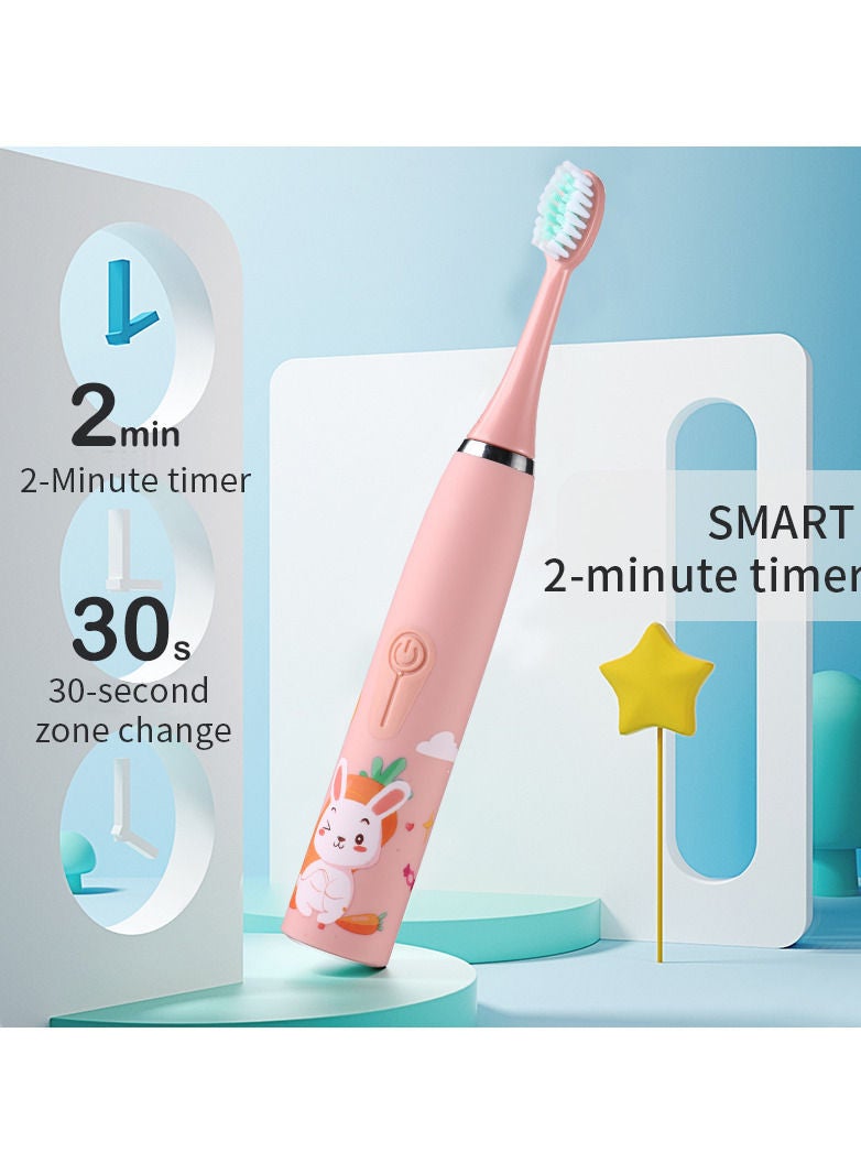 Children's Electric Toothbrush Cartoon Pattern for Kids with Replace The Tooth Brush Head Ultrasonic Electric Toothbrush