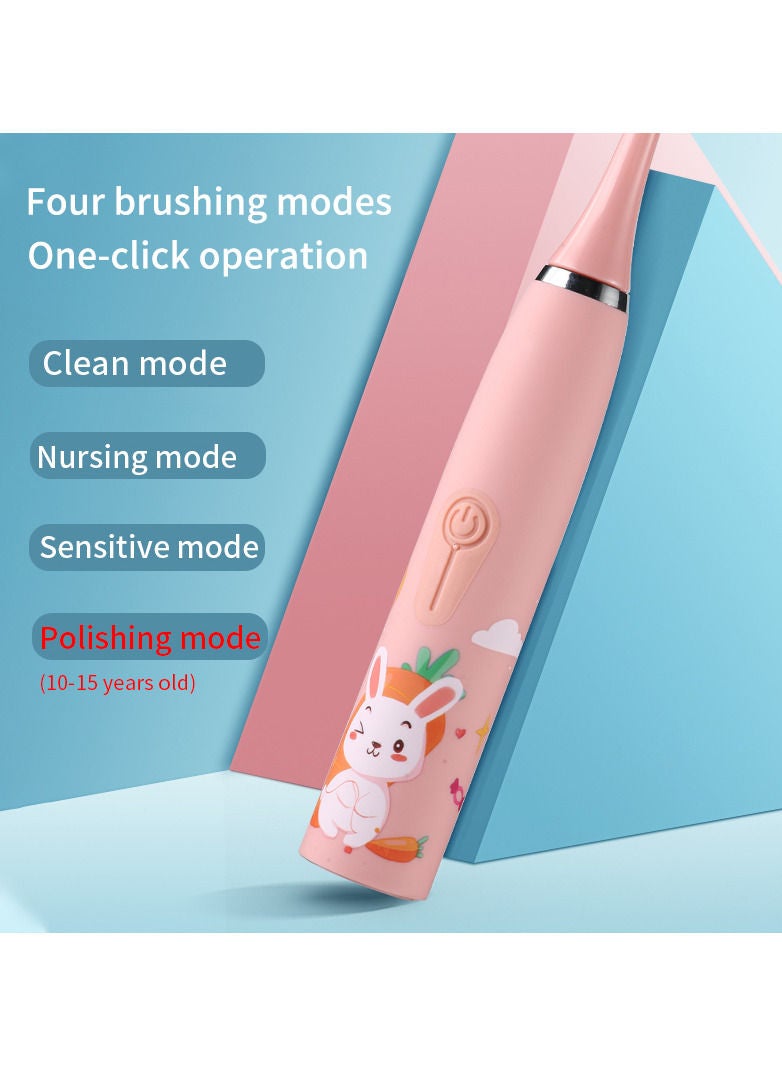 Children's Electric Toothbrush Cartoon Pattern for Kids with Replace The Tooth Brush Head Ultrasonic Electric Toothbrush