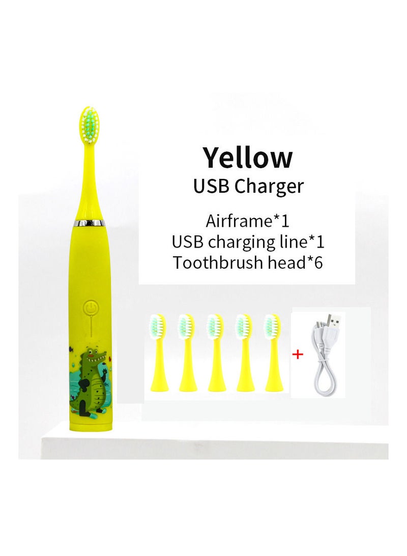Children's Electric Toothbrush Cartoon Pattern for Kids with Replace The Tooth Brush Head Ultrasonic Electric Toothbrush