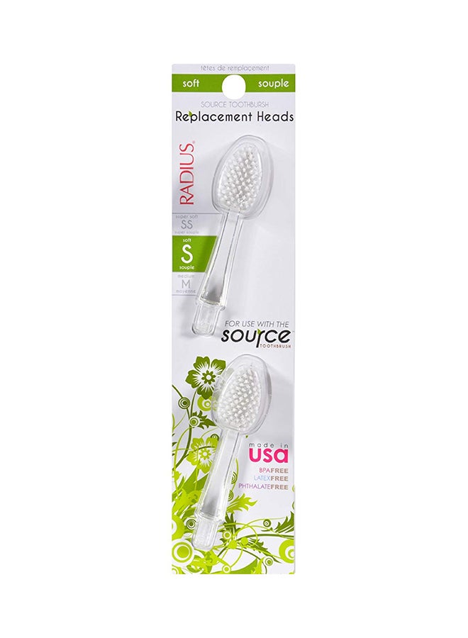 Pack Of 2 Super Soft Toothbrush Replacement Heads Clear