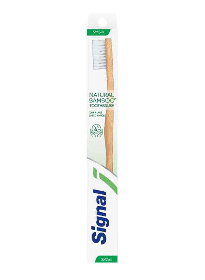 Soft Natural Bamboo Toothbrush Beige/White