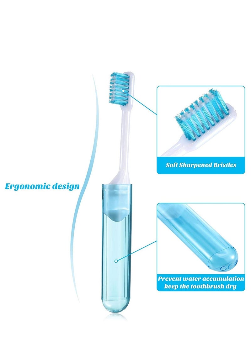 6 Pieces Travel Toothbrush Mini Kit Folding Comes with a Box for Travel, Camping, School, Home, Business Trip (Gold, Black)