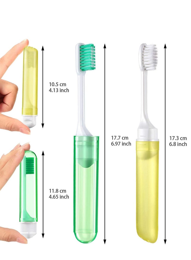 6 Pieces Travel Toothbrush Mini Kit Folding Comes with a Box for Travel, Camping, School, Home, Business Trip (Gold, Black)