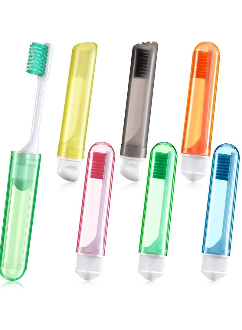 6 Pieces Travel Toothbrush Mini Kit Folding Comes with a Box for Travel, Camping, School, Home, Business Trip (Gold, Black)