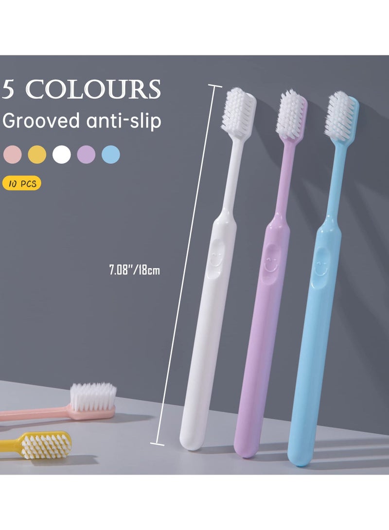 10 pcs Soft Toothbrushes in Eco-Friendly Packaging Adults Travel Manual Medium Extra Clean Toothbrush for Sensitive Teeth Pregnant Women Elderly Kids Seniors