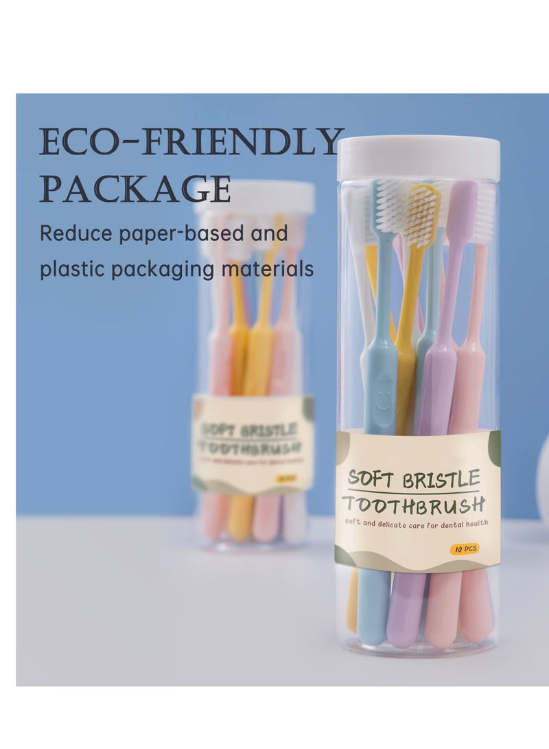 10 pcs Soft Toothbrushes in Eco-Friendly Packaging Adults Travel Manual Medium Extra Clean Toothbrush for Sensitive Teeth Pregnant Women Elderly Kids Seniors