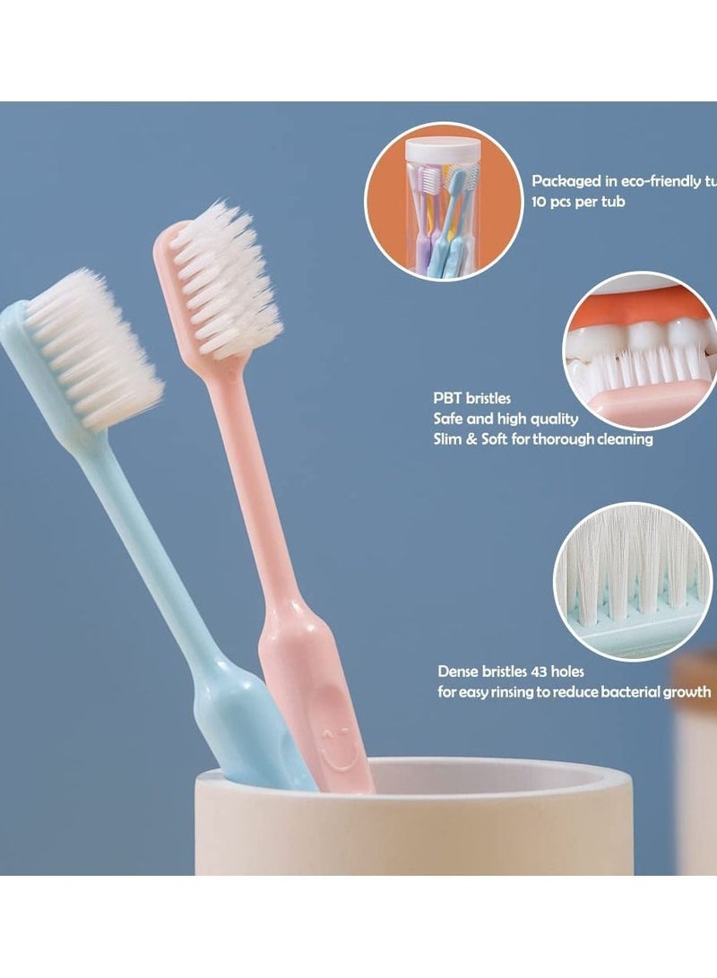 10 pcs Soft Toothbrushes in Eco-Friendly Packaging Adults Travel Manual Medium Extra Clean Toothbrush for Sensitive Teeth Pregnant Women Elderly Kids Seniors