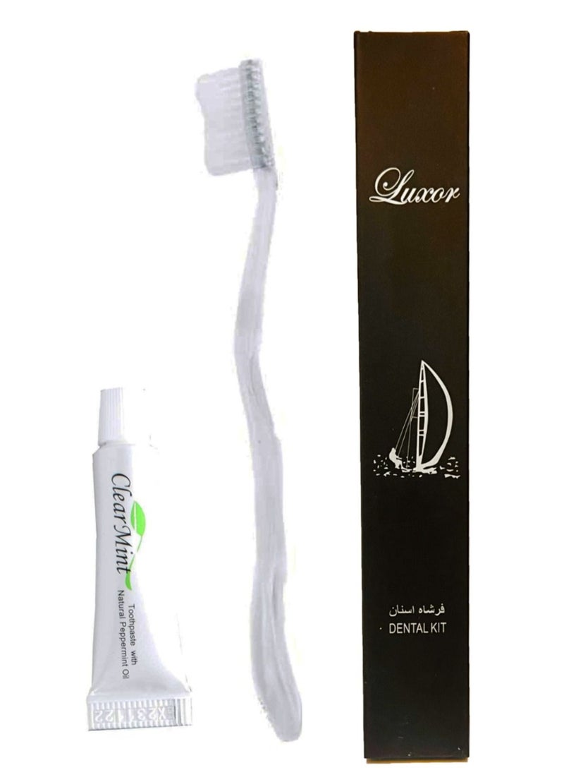 Luxor Disposable Toothbrush & Toothpaste Toiletries Set in Bulk Ideal Size Hotel Amenities Dental Kit For Adults & Kids Pack of 100